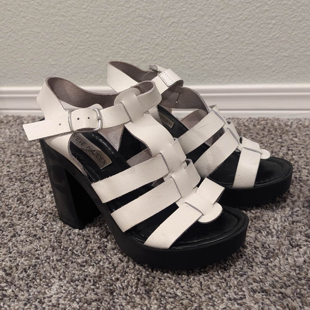 Steve Madden Black and White Platform Heels